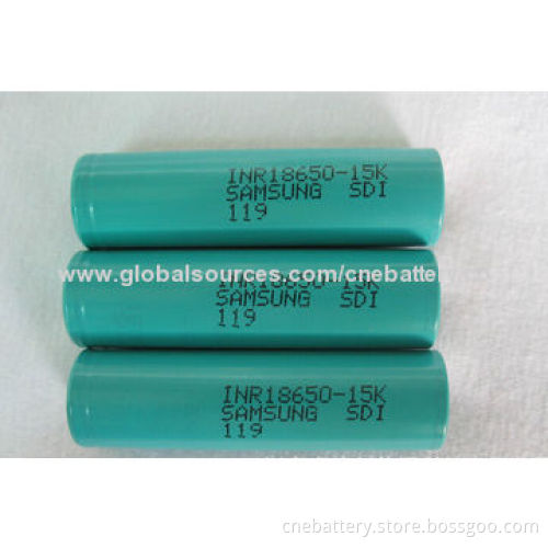 Brand New Li-ion Batteries for Samsung, 15C High-rate Discharging, Model INR18650-15K, 1,500mAh
